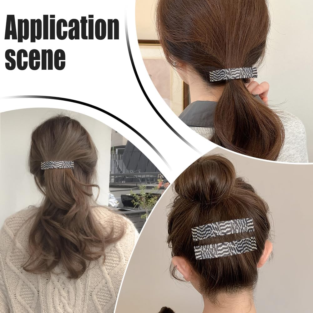 WADORN 3 Hair Clips for Women 8.2 Cm Checked Hair Clip Large Black White Hair Clips French Vintage Hair Clips for Thick Thin Hair Women'S Hair Accessories image number 1