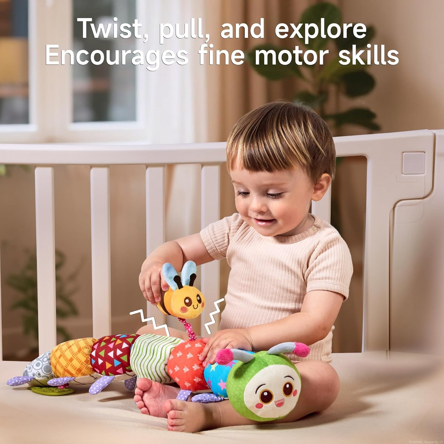 TUMAMA Caterpillar Sensory Toys,Infant Stuffed Animal with Crinkle Paper Rattle,Tummy Time Soft Activity Sensory Toys for 3 4 5 6-12 Month Old Newborn Baby Birthday Gifts image number 4