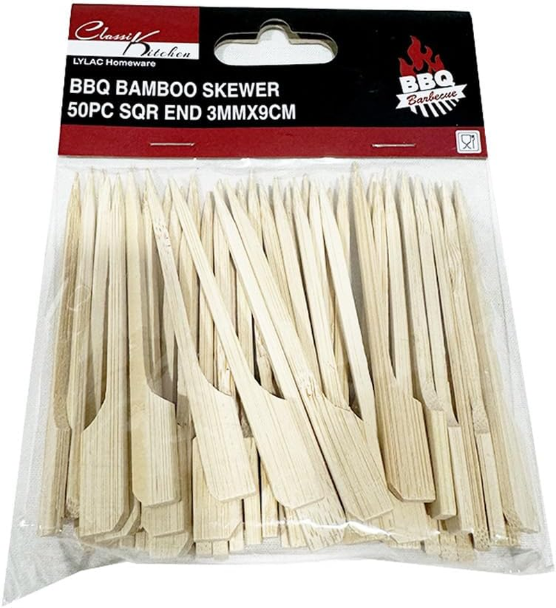 50/100/150PCS Square-End Bamboo Skewers 9CM &ndash; 3MM Thick Mini Wooden Sticks for Appetisers, Meat, Veggies, Fruit & Cheese &ndash; Eco-Friendly Disposable Skewers for BBQ, Parties & Finger Foods (50) image number 6