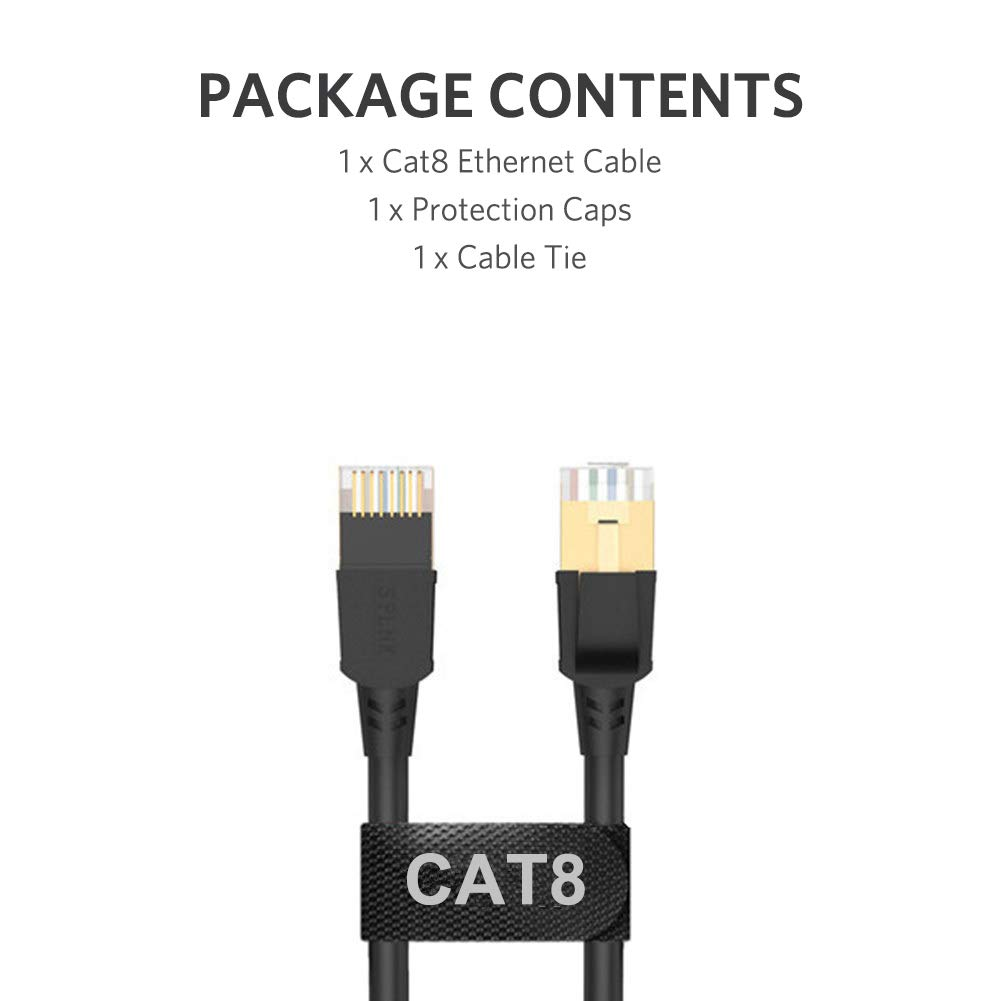 Cat8 Ethernet Cable, Professional Network Patch Cable 40Gbps 2000Mhz S/FTP LAN Wires, High Speed Internet Cable Cord with RJ45 Gold Plated Connector for Modem, Router, PC by ATTMONO image number 4