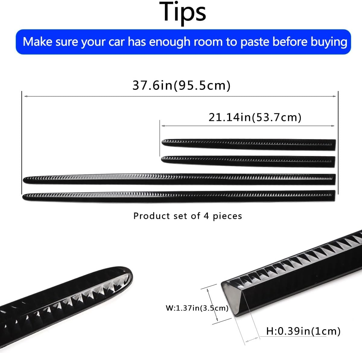 Xmuxhai 4PCS Dent Prevent Car Door Protector,Door Molding Trim Kit Strips,Universal Door Protector Automotive Molding Trim,Prevents Dents Scratches,Bright (Black)