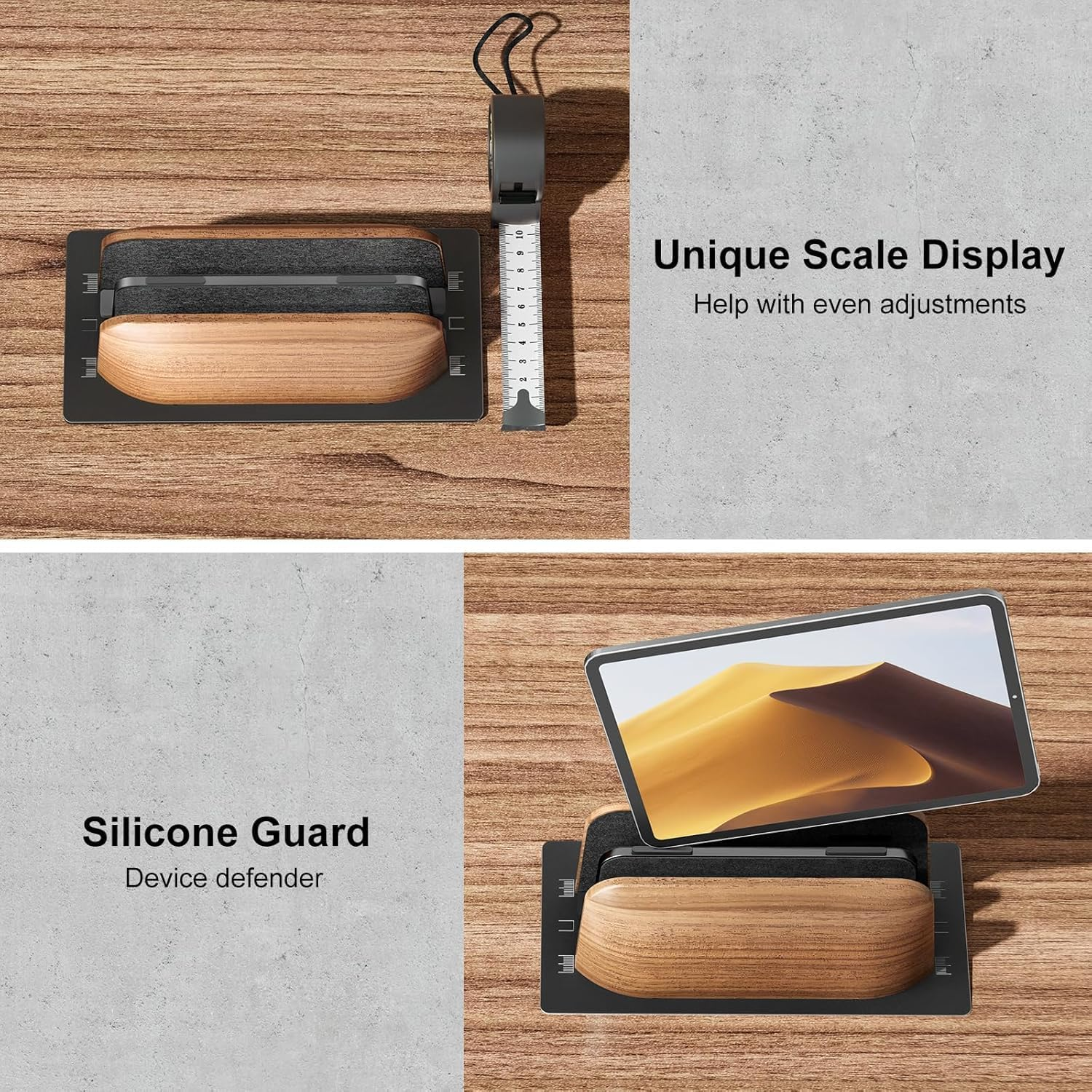 SHUOSUO Vertical Laptop Stand, Dual Slot Walnut Wood Laptop Holder for Desk, Natural Wooden & Aluminium Width Adjustable Dock for Macbook and Other Laptops image number 6