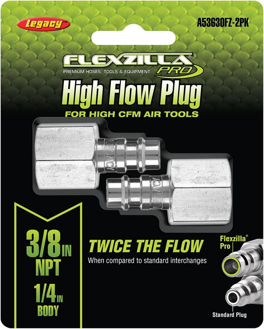 Flexzilla Pro High Flow Plug (2 Pack), 1/4" Body, 3/8" FNPT - A53630FZ-2PK image number 2