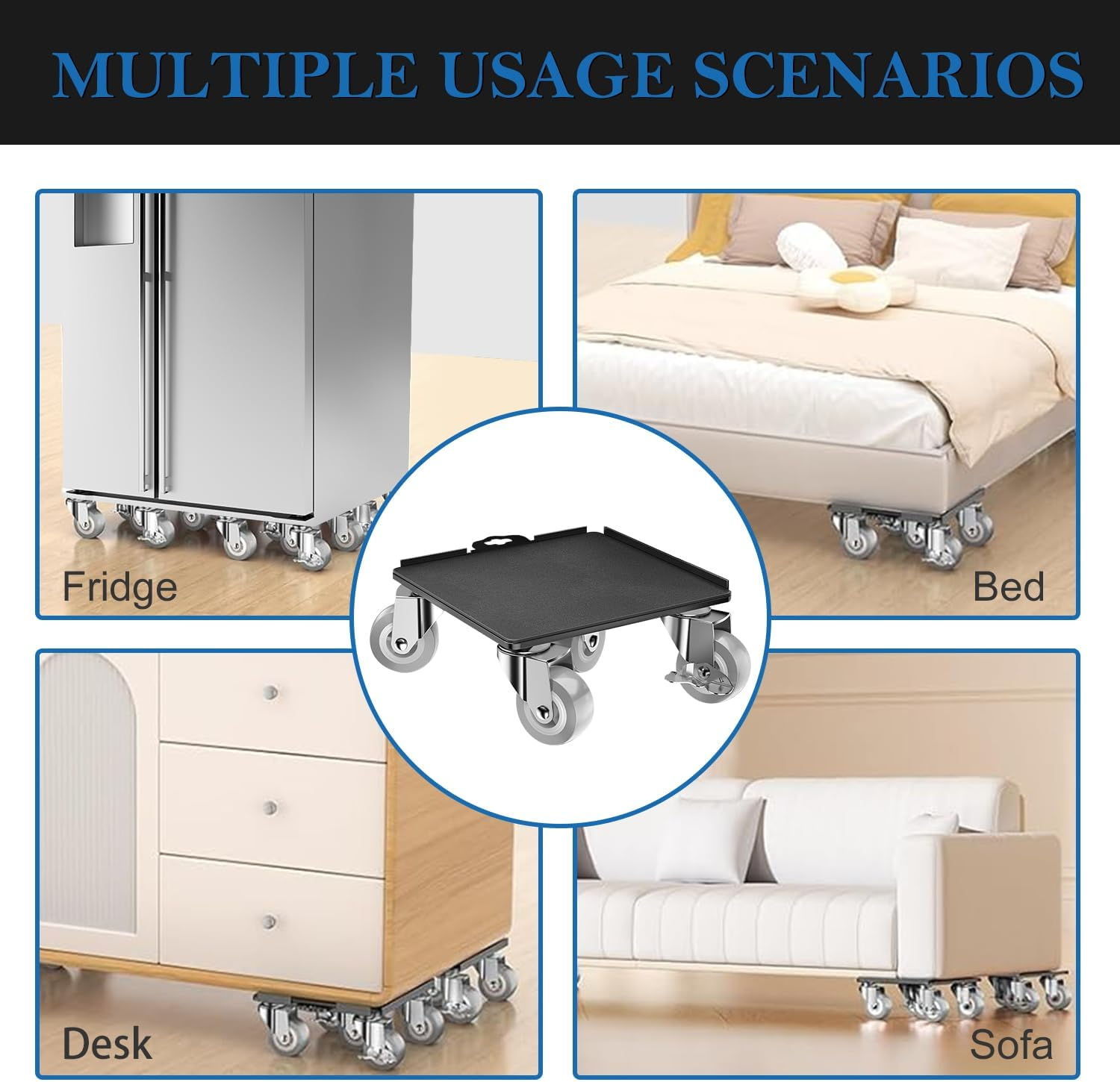 Xkimos Heavy Duty Furniture Mover, 3086.5Lb（1400Kg）Capacity, Carbon Steel Furniture Lifter with Lift & Anti-Slip Pads, 5 X 360&deg;Furniture Sliders Wheels, Professional Dolly Tool for Furniture Handling