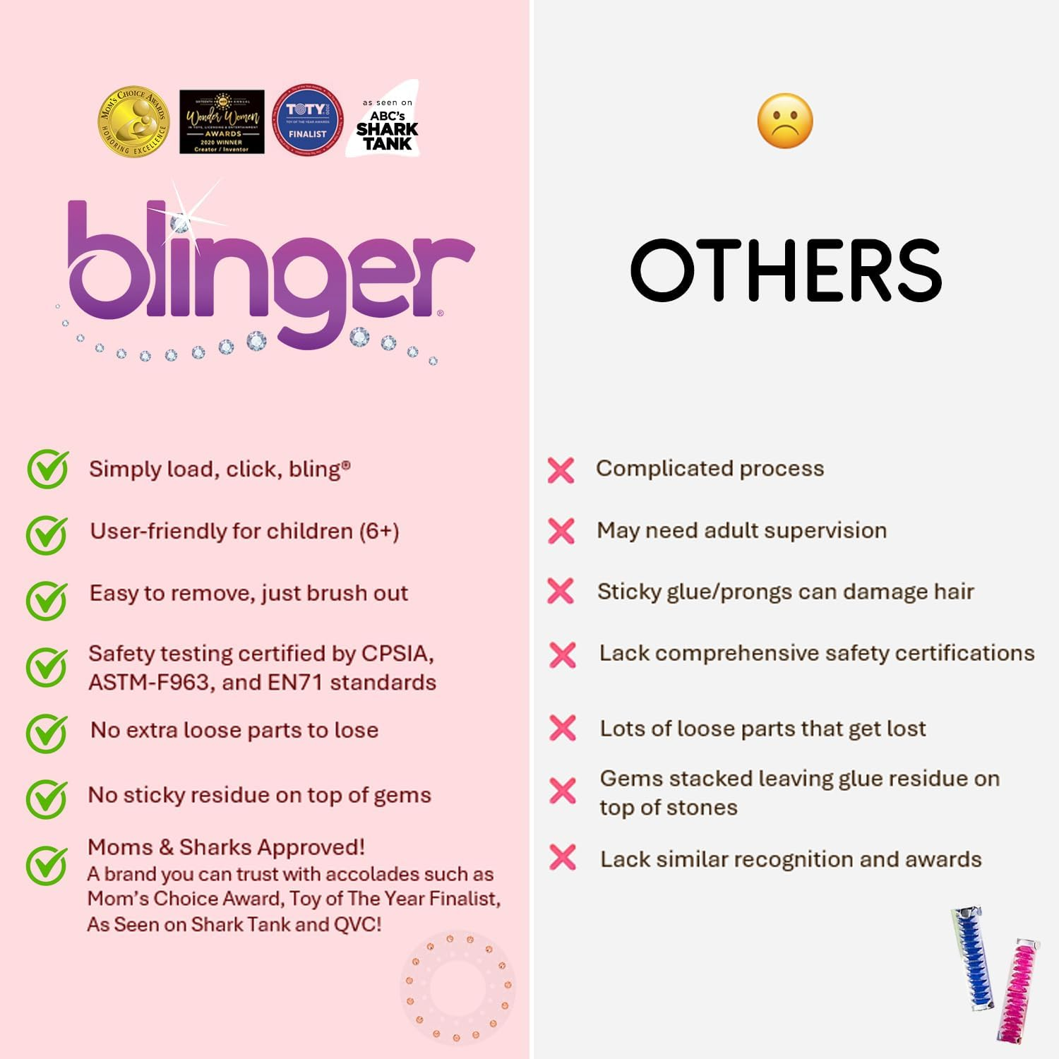 Blinger&trade; Deluxe Set, Radiance Collection, Comes with Glam Styling Tool & 150 Gems - Load, Click, Bling! Hair, Fashion, Anything! (Amazon Exclusive)