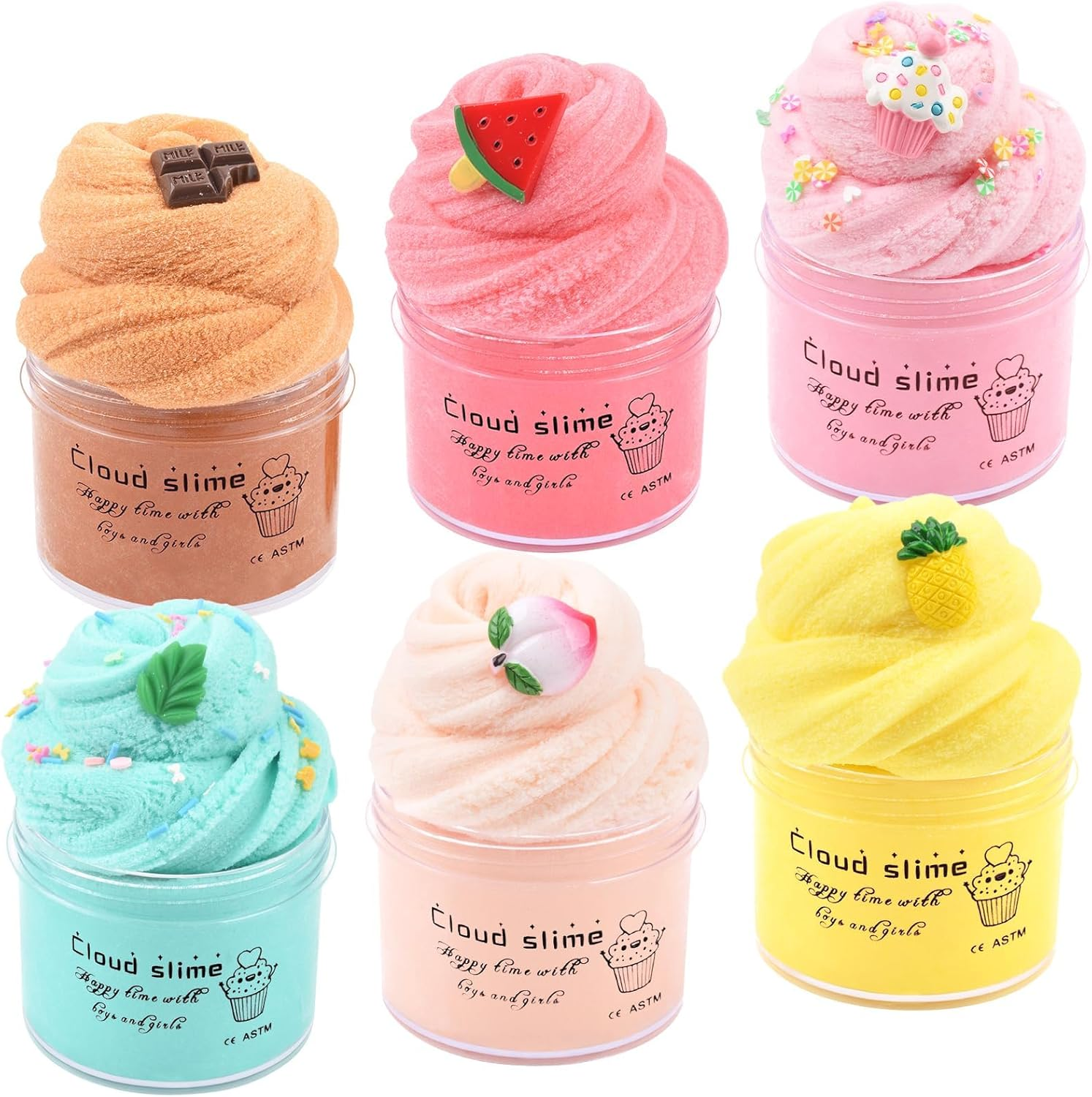 Latte Slime (Scented) with Charm, Butter Slime Strechy Non-Sticky and Glossy Slime, Stress Relief Toy for Girls and Boys (Blue)