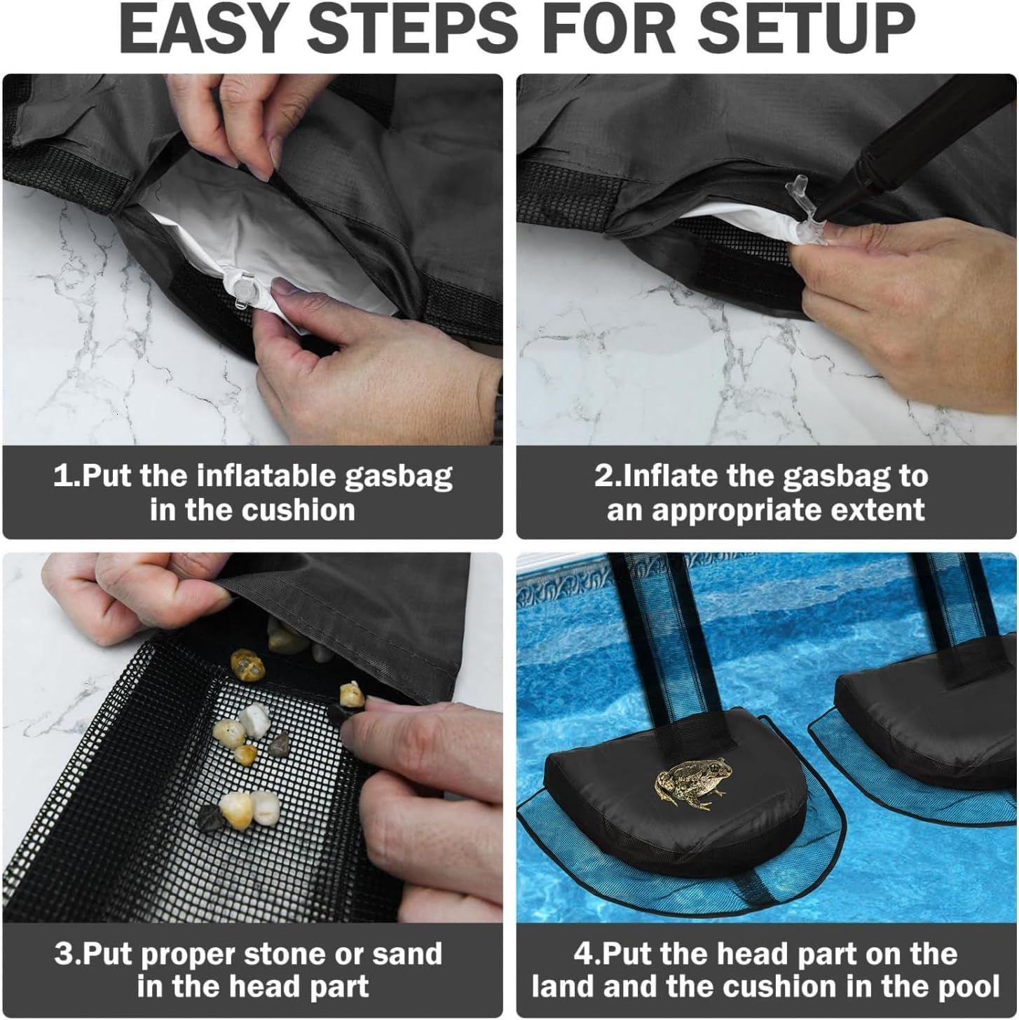 Animal Escape Ramp for Swimming Pool &ndash; Wildlife Saver for Frogs, Ducks, Birds Lizards | Floating Safety Platform Creature Pool Maintenance (Black-2Pack)