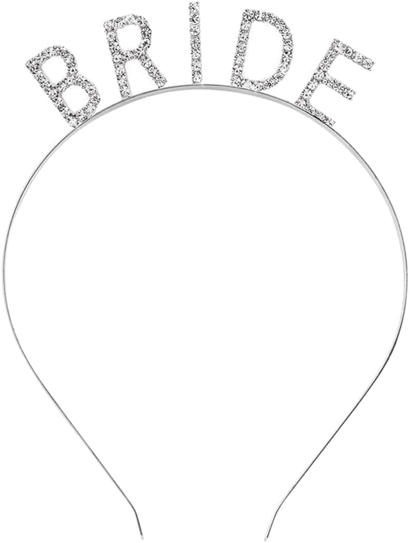 Rhinestone Bridal Headband Hen Night Hair Band Bridal Shower Headpiece Sparkling Crystal Bridal Crown Engagement Party Hair Accessories for Wedding, 12 Cm, Crystal image number 2