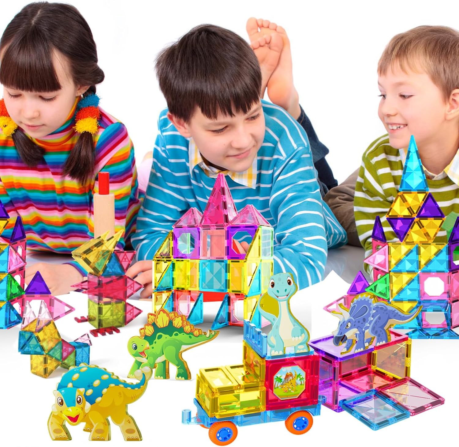 Jasonwell Magnetic Tiles Building Blocks Set for Boys Girls Preschool Educational Magnet Construction Kit Stacking STEM Toys Christmas Birthday Gifts for Kids Toddlers 3 4 5 6 7 8 9 10 + Year Old image number 4