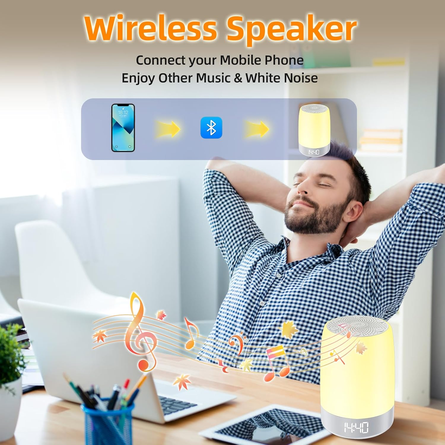 White Noise Machine for Baby Adult, 32 Soothing Sounds Sleep Sound Machine with Night Lights, Alarm Clock, App Remote Control, Wireless Speaker for Sleeping Relaxing Travel Office image number 2