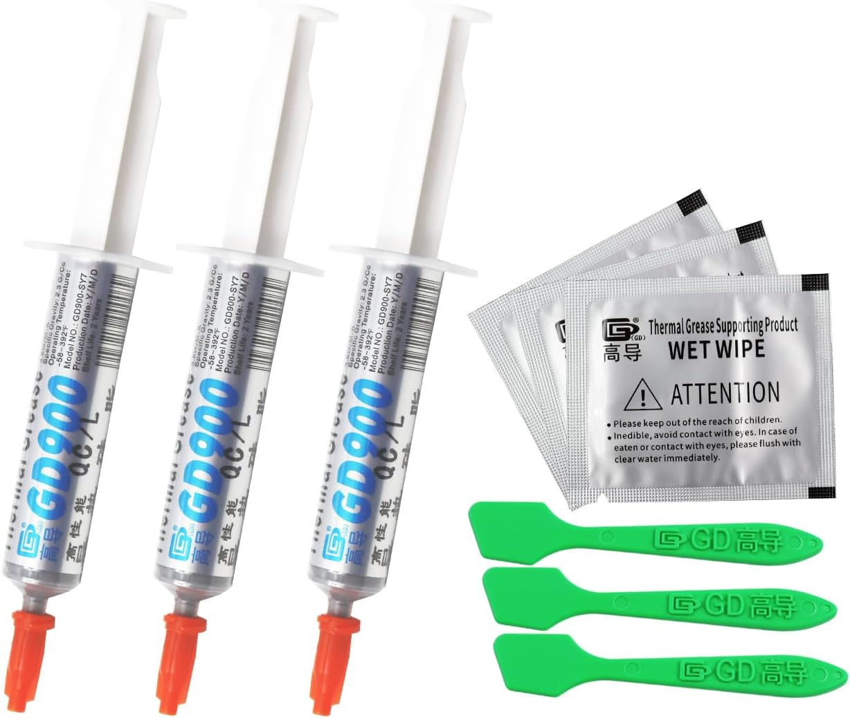 GD900 3 Pieces of Net Weight 7 Grams Syringe with Blister and Box Packaging Gray Thermal Conductive Grease Paste Plaster Heat Sink Compound BX7 image number 6