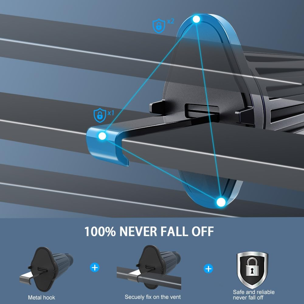 Phone Car Mount with 360 Rotation, Car Phone Holder, Air Vent, Universal Fit, Easy Installation, Compatible with Iphone/Samsung/Nokia, Black image number 1