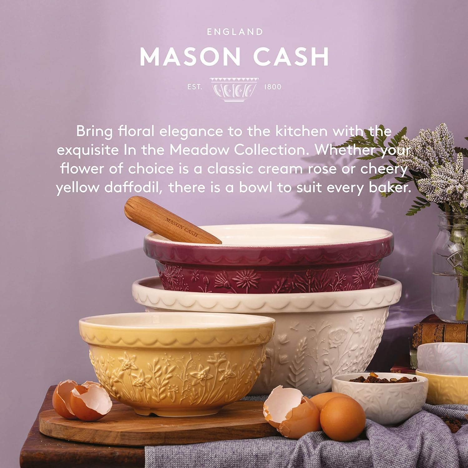 Mason Cash in the Meadow Purple Rose Pudding Basin, 16 X 9Cm/900Ml image number 6