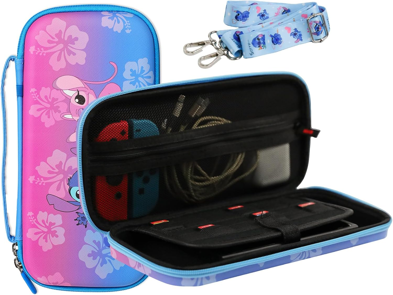 PERFECTSIGHT Cute Switch Carrying Case for Nintendo Switch OLED, Kawaii Hard Shell Portable Travel Carry Case with 12 Game Card Slots, Inner Protective Storage Bag for NS Console & Accessories, Purple