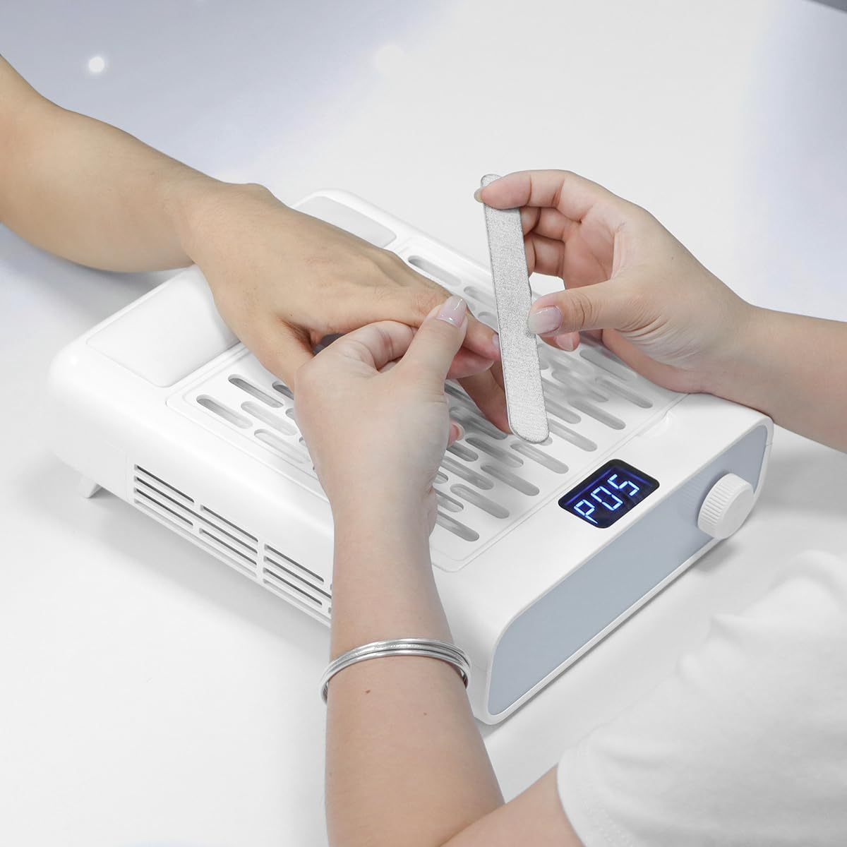 MUSILAN Nail Dust Collector with Nail Arm Rest, Professional 5-Speed Low Noise Vacuum Fan for Nail Techs, Powerful Suction Flexible Design with Adjustable Stand & USB Output Port for Salon & Home Use image number 4