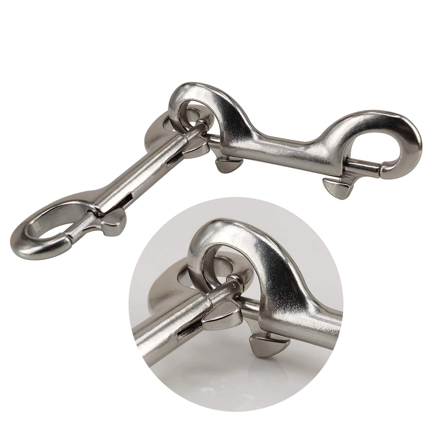 Yeebline Double Ended Bolt Snap Hook, 2-Pack 3-1/2 in 316 Stainless Steel Marine Grade Double End Trigger Snaps Metal Clips for Diving, Dog Leash, Key Chain, Horse Tack, Pet Feed Buckets image number 2