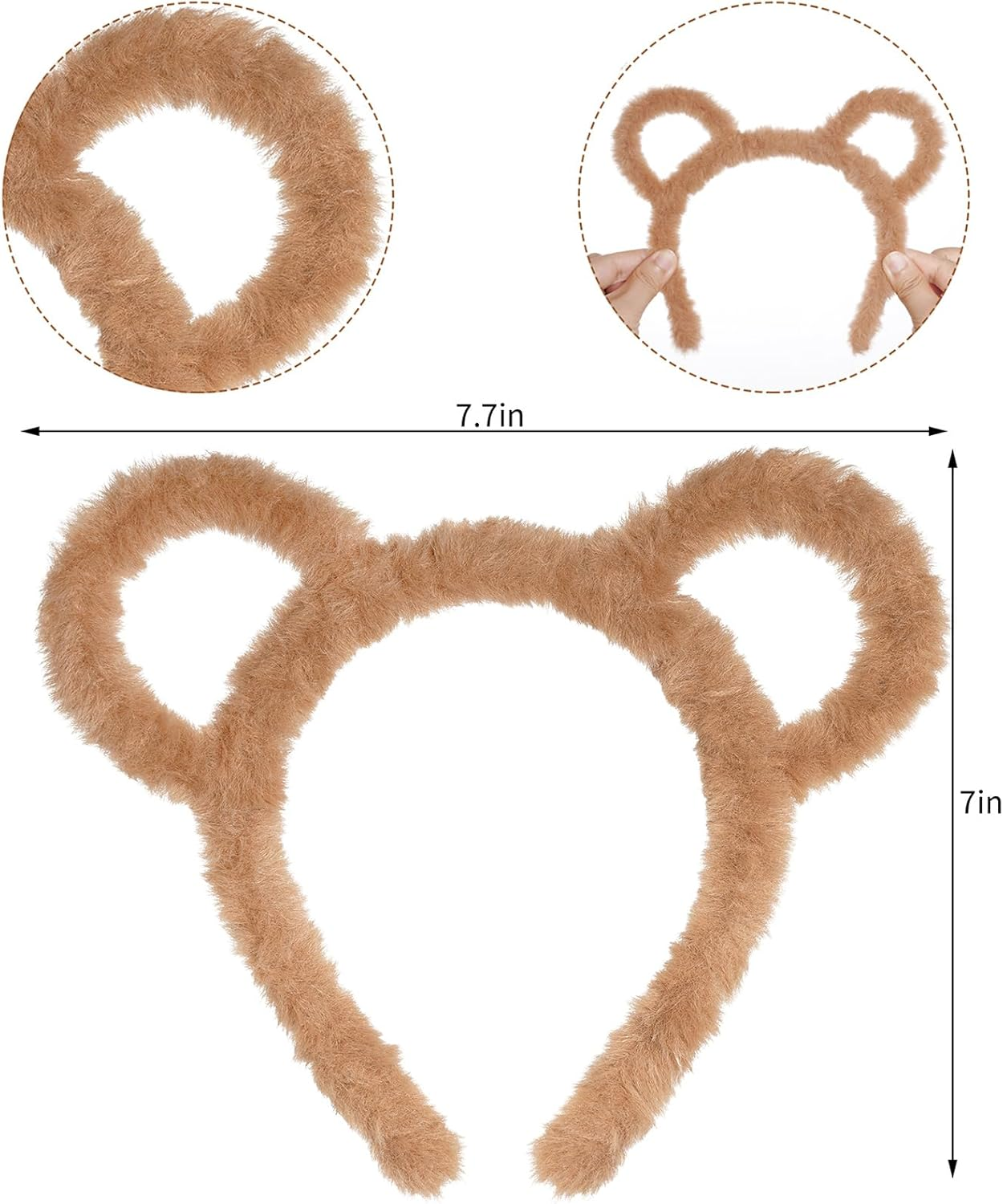 OJIOUI 3 Pieces Bear Ear Headbands, Cute Cartoon Ear Headbands for Dress Up, Birthday Party, Masquerade, Photography, Cosplay image number 2