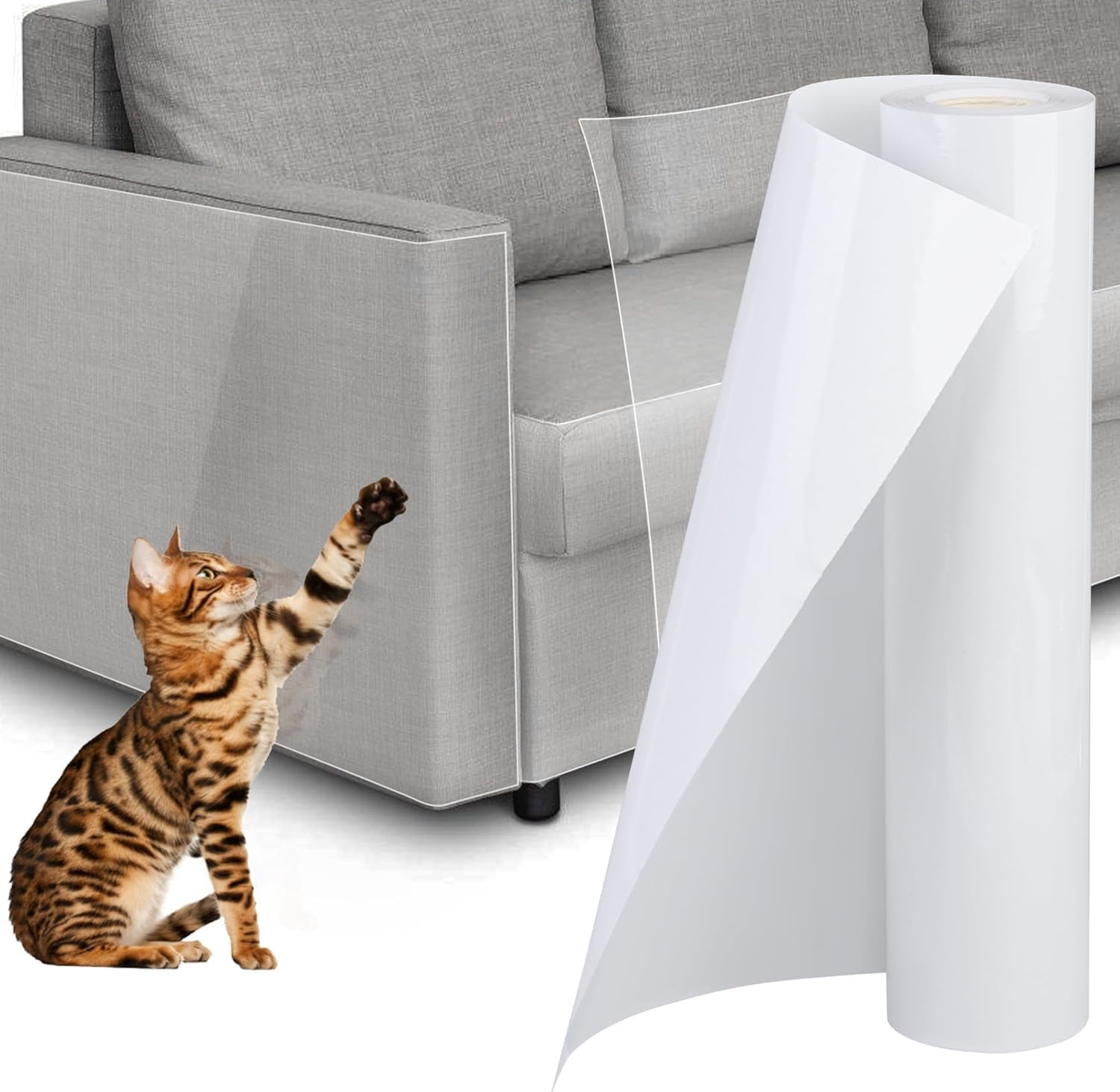 Scratch Protection Cat Tape 10 M X 30 Cm, Scratch Protection Sofa Cat Pad Dogs Scratch Protection for Doors anti Scratch Film for Cats for Furniture Couch Door Wall Scratch Repellent image number 3