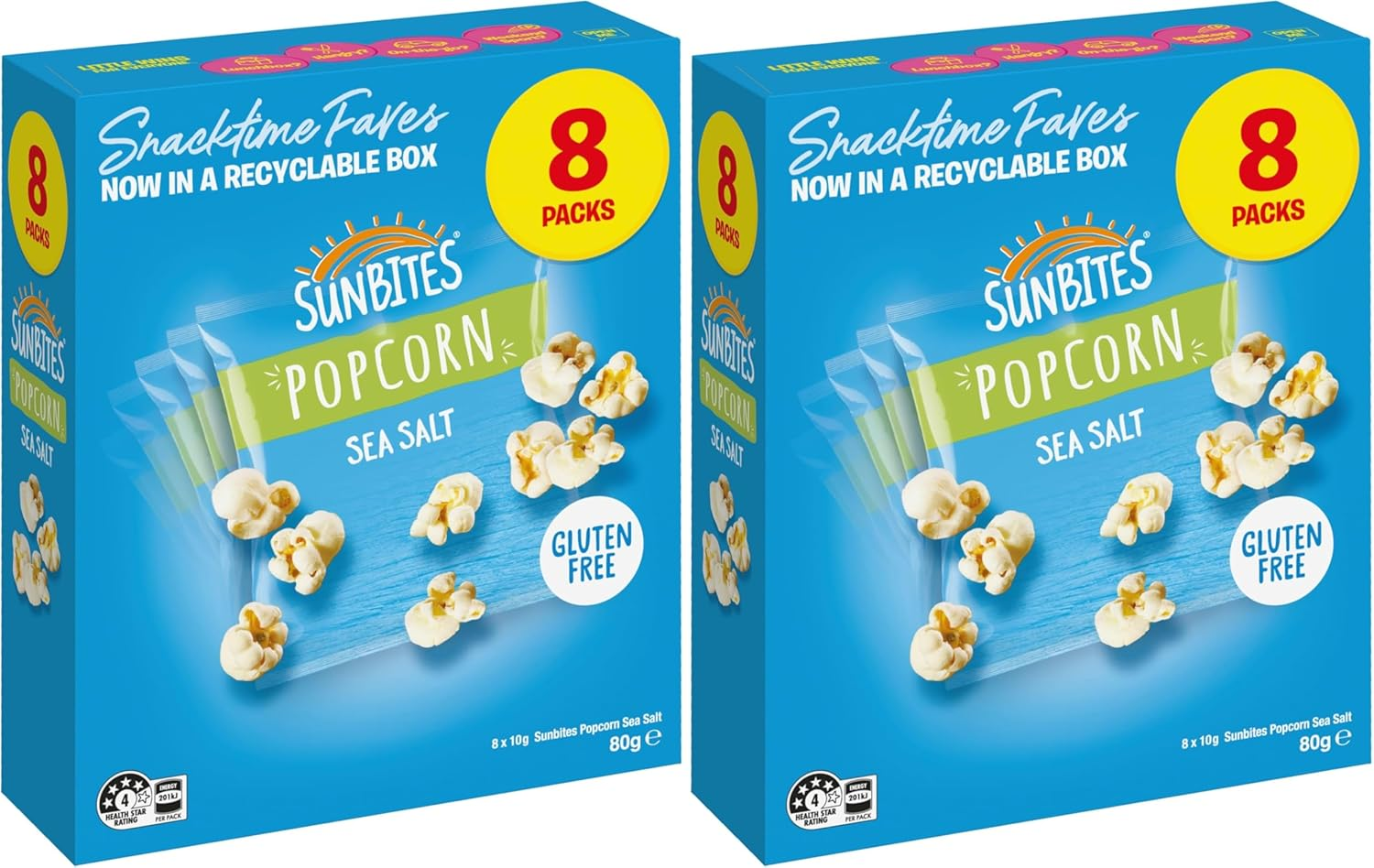 Sunbites Sea Salt Popcorn 8Pk 80G - 80 G (Pack Of 2)