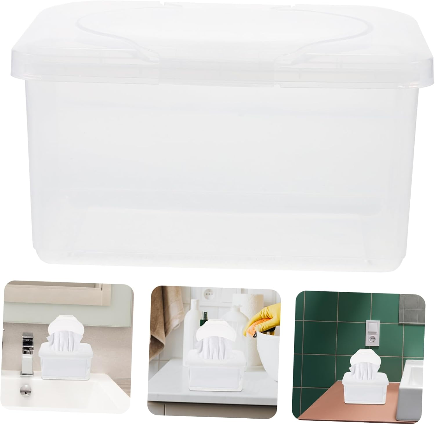 HOMOBABE Portable Refillable Wipe Container with Dustproof Lid Lightweight Plastic Wipes Dispenser Box for Travel and Home Use Compact Storage Case image number 4