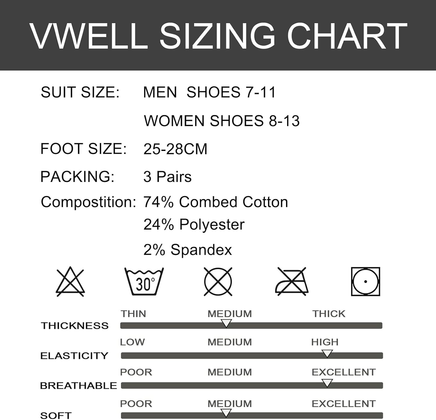 VWELL Toe Socks Cotton Athletic Running Five Finger Socks 3 Pairs,Size 7-11 image number 1