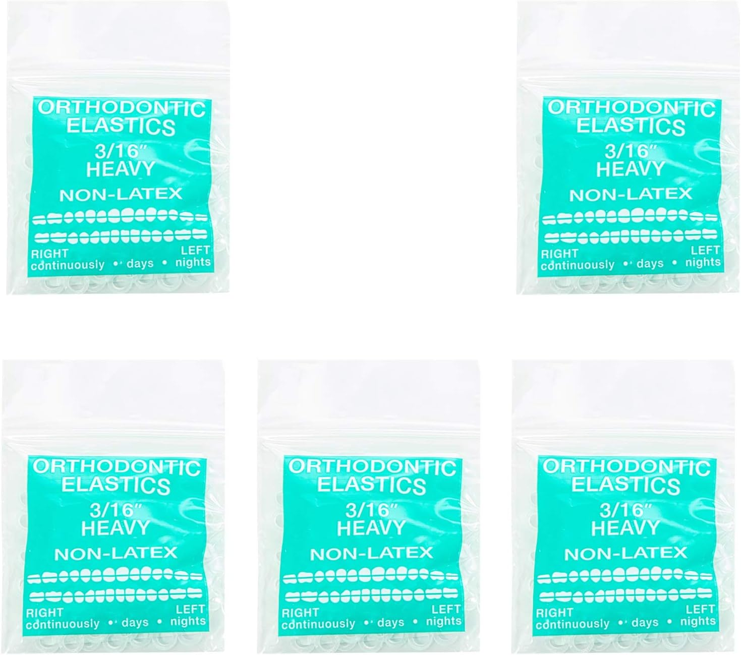 JMU Orthodontic Elastics 3/16 Heavy, 500 Pack Intraoral Rubber Bands Latex Free Dental Rubber Bands Made in USA