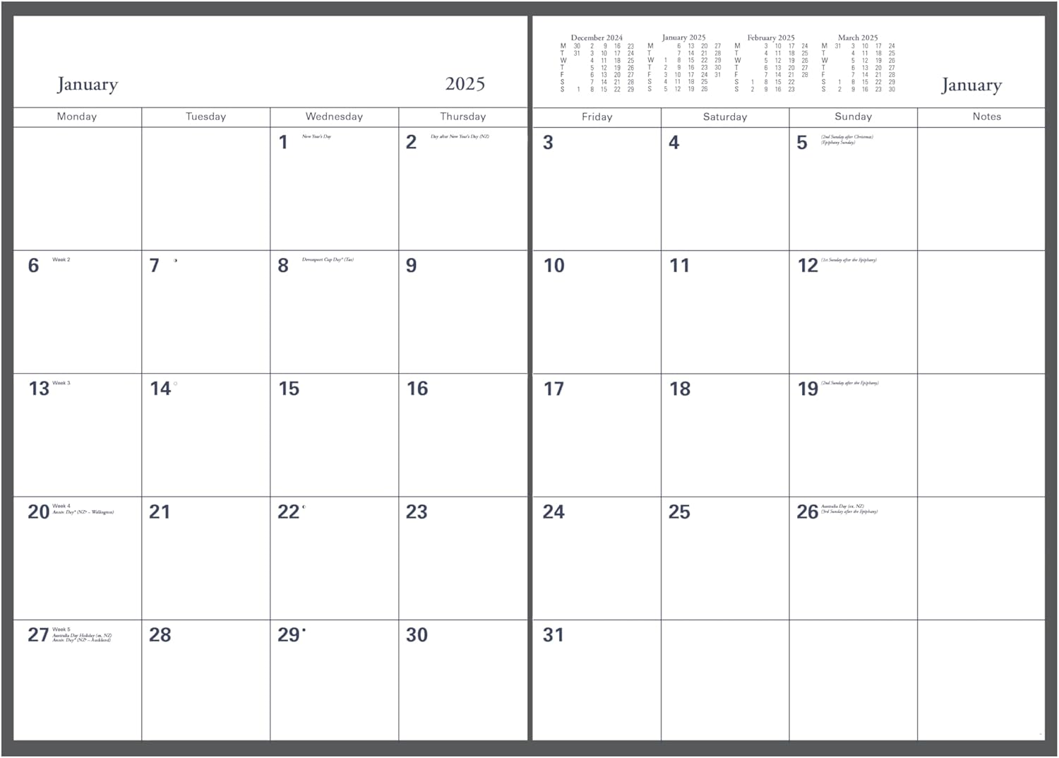 Colplan - A4 Month-To-View 2025 Calendar Year Diary/Planner image number 2