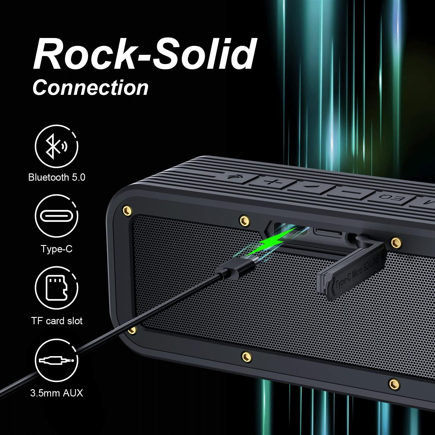 BOGASING M4 Portable Bluetooth Speaker with 40W HD Surround Stereo Sound, Enhanced Bass, IPX7 Waterproof, Bluetooth 5.0 Wireless Dual Pairing, EQ, for Home, Shower, Outdoor, Beach, Party image number 6