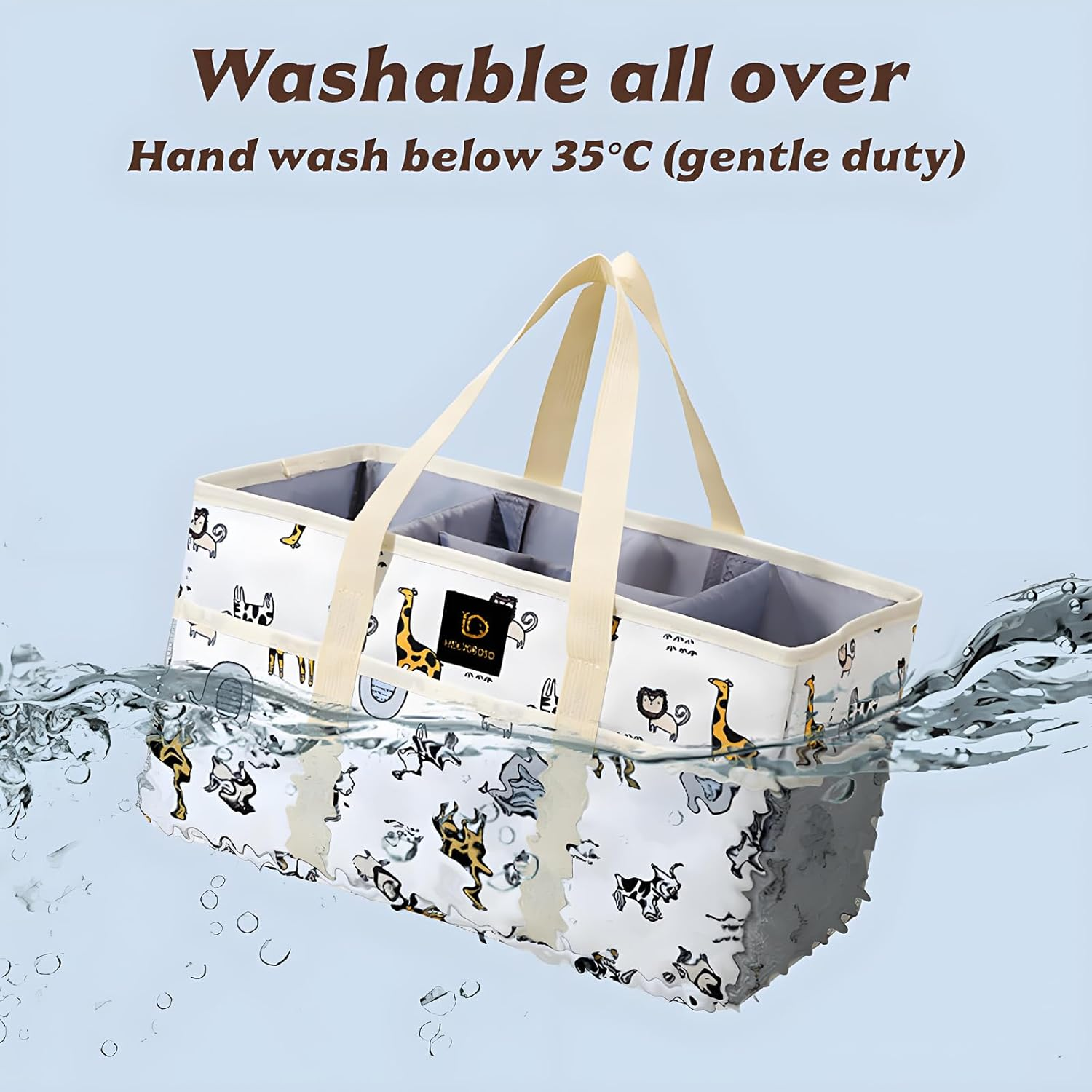 Baby Diaper Caddy Organizer - Portable Nappy Caddy Baby Storage Basket for Diapers and Wipes,Car Caddy Organizer Collapsible Nursery Diaper Organizer with Divided Design for Changing Table image number 6