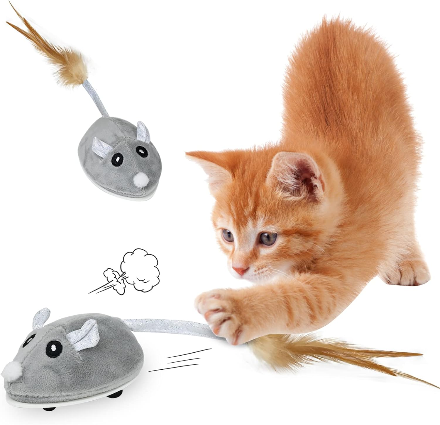 FORMIZON Cat Toy Electric Toy Mouse, Cat Toy Mice, Electronic Mouse, Plush Toy Mouse for Cat, with USB Cable, Interactive Toy Mouse for Cat Run and against Boredom image number 1