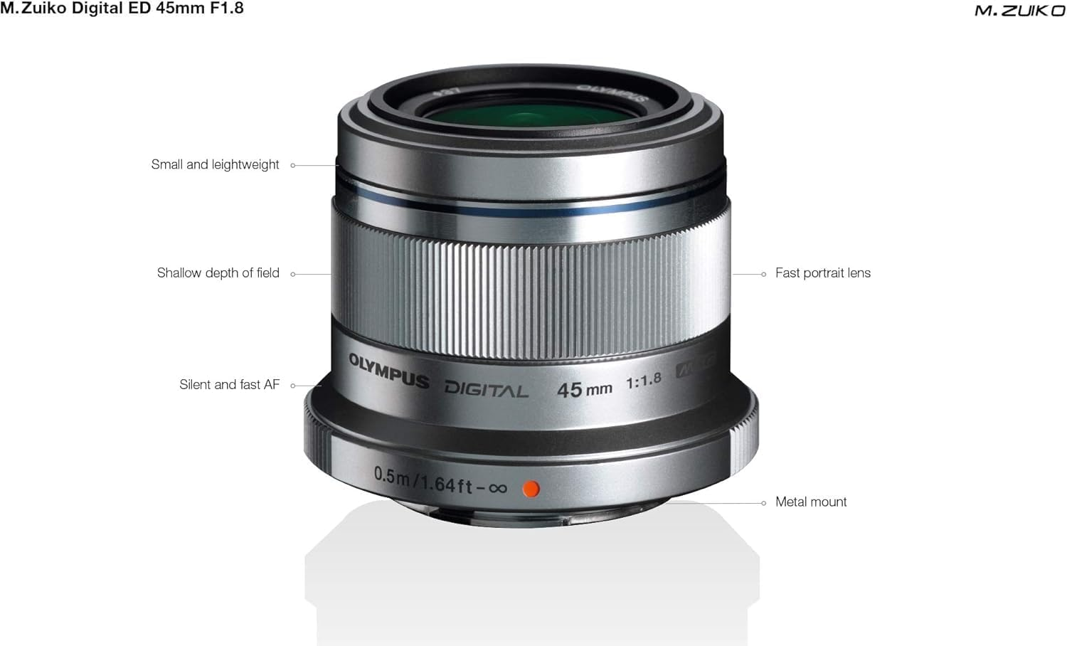 Olympus M.Zuiko Digital 45 Mm F1.8 Lens, Fast Fixed Focal Length, Suitable for All MFT Cameras (Olympus OM-D & PEN Models, Panasonic G-Series), Silver image number 5