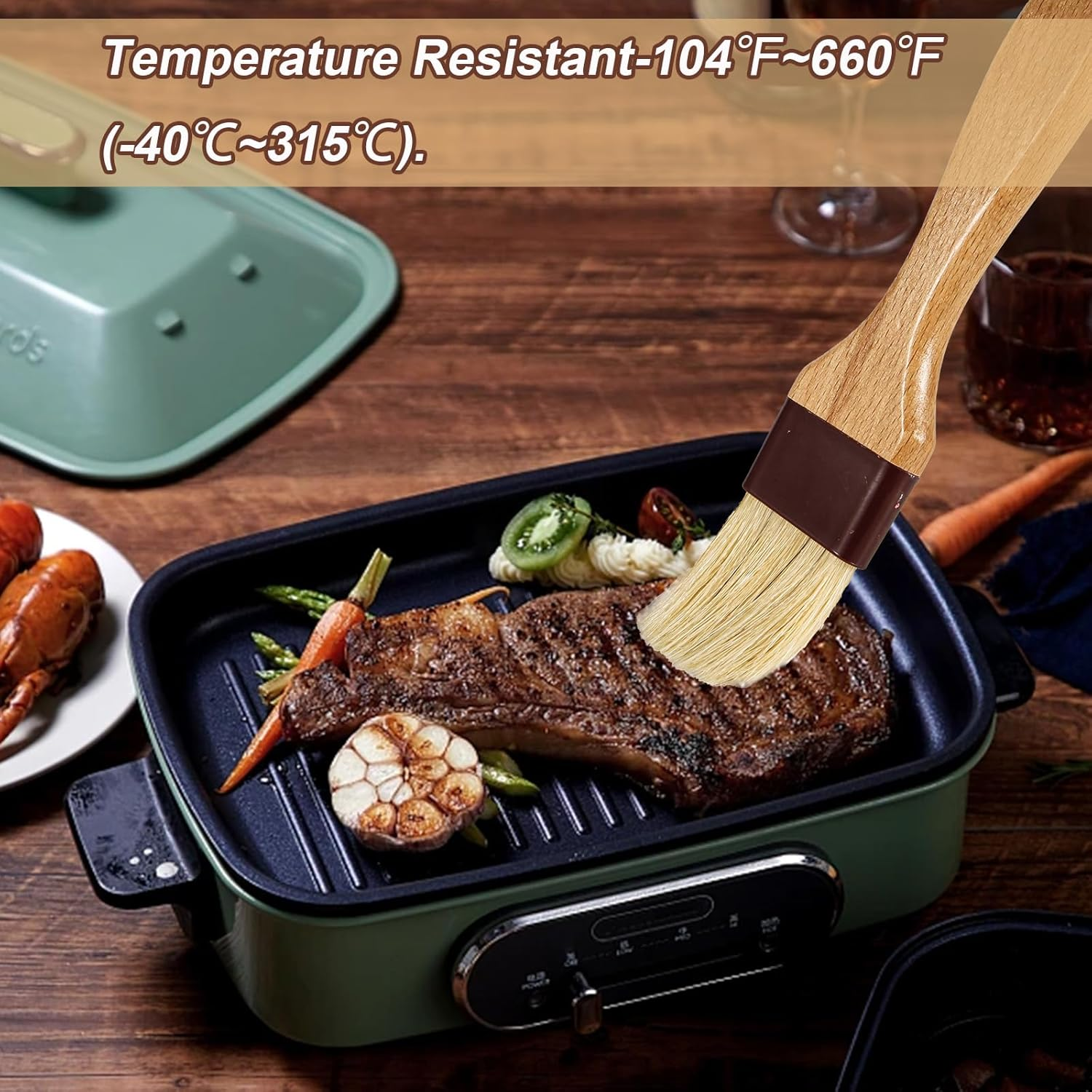 2Pcs Pastry Basting Brushes, Oil Brush for Cooking Boar Bristle Brushes BBQ Brushes for Sauce Kitchen Brush Pastry Brush for Oil Egg Spread Marinade Sauce for Baking(2 Sizes) image number 5