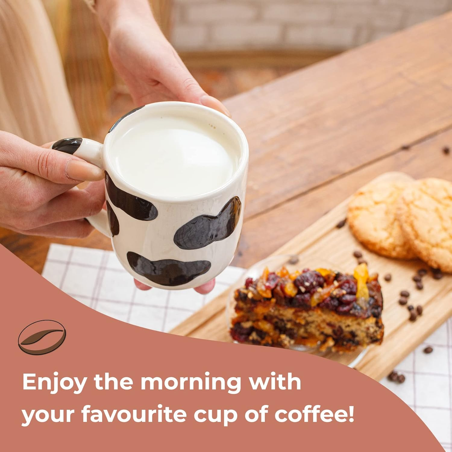 SWEETLO Cow Coffee Mug with Udders - Cow Print Cup Gift - 15Oz Ceramic Taza De Vaca image number 1