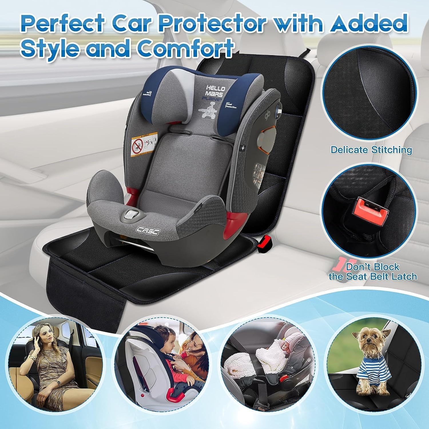 Car Seat Covers, 2 Pack Car Seat Protector for Child Seat,Non-Slip Padding Protector for Child Car Sea, Vehicle Seat Mat Protect Leather Seats with Organizer Pockets for SUV, Sedan, Truck image number 4
