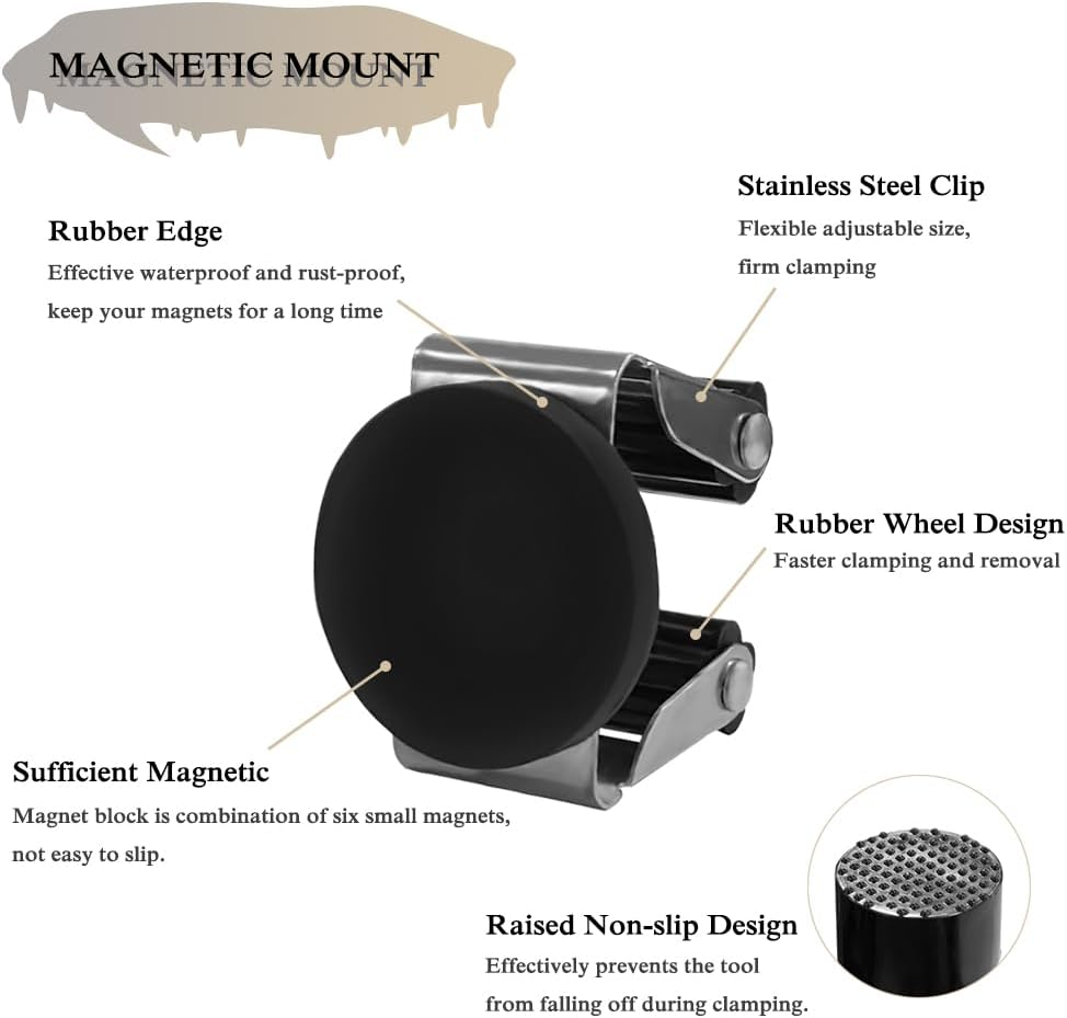 Magnetic Mop Broom Holder Wall Mount, 2Pcs Movable Wall Mounted Broom Clip Mop Grippers, No Drilling Magnetic Broom Mop Rack Hanger for Home, Bathroom, Kitchen, Garage, Garden (Silver) image number 5