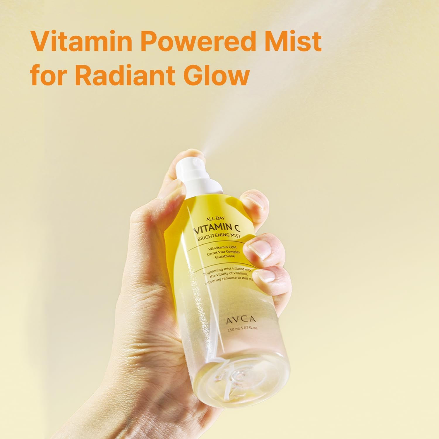 AVCA All Day Vitamin C Brightening Face Mist 150Ml &ndash; Hydrating & Revitalizing Facial Spray with Glutathione & Vitamin Complex, Korean Skincare for Radiant Soothing Glow image number 1