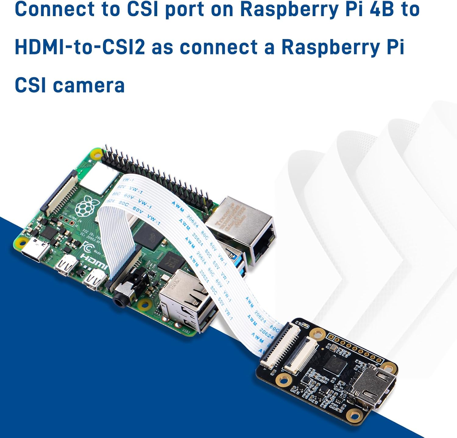 Geeekpi Hdmi-To-Csi2 Adapter Board for Raspberry Pi 4B/3B+/3B/Pi Zero/W/2W, HDMI to CSI Camera Port Adapter for the Raspberry Pi 4/3 image number 3