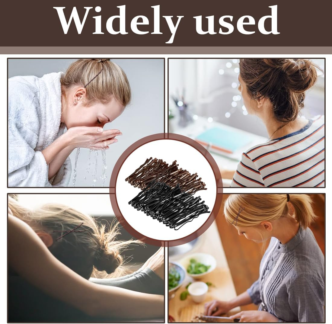 OUDQFCJ Pack of 100 Mini Hair Pins, Bobby Pins, Small Wavy Hair Pins, Metal Hair Clips for Women, Girls, Children, Buns, Long Straight Hair (5 Cm) (Brown and Black) image number 4