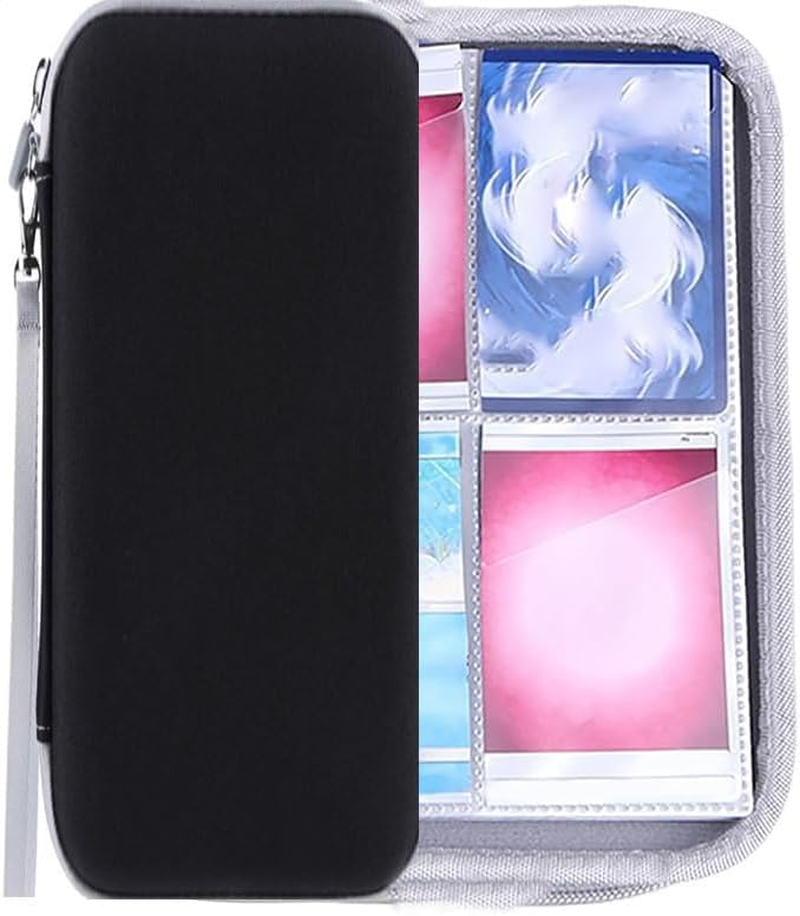 Limcryspp Holder, Portable and Soft Design, 80-Compartment Storage Holder, Photo Album Protective Case, Suitable for Ring-Free Game Card Trading, Protection and Organization (Black) - Dark Blue image number 4