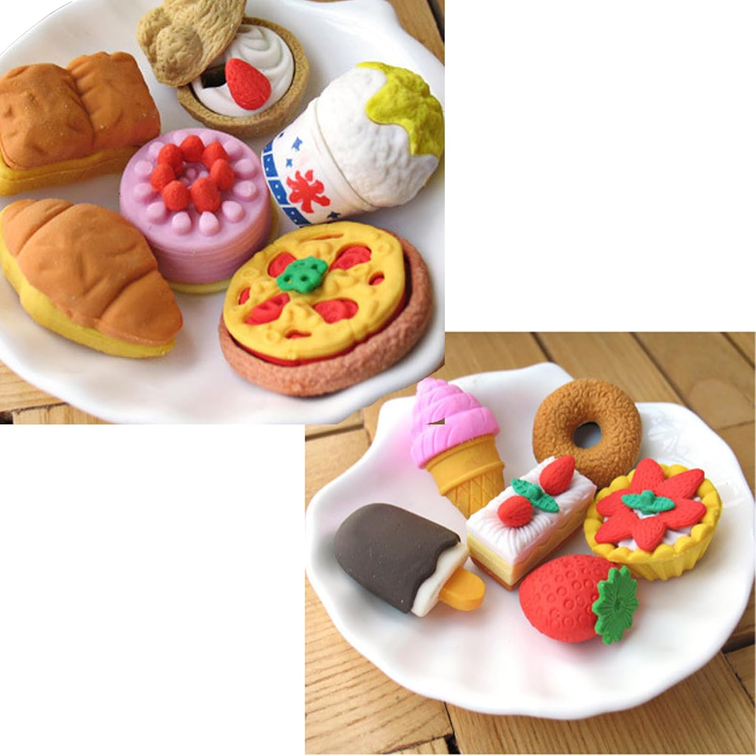 Manwetye 40 PCS Japanese Erasers(Fruit,Vegetable,Dessert),Bulk Kids Pencil Erasers Puzzle Eraser Toys for Classroom Rewards,Party Favors,Games Prizes,Carnivals Gift and School Supplies(Random Designs)