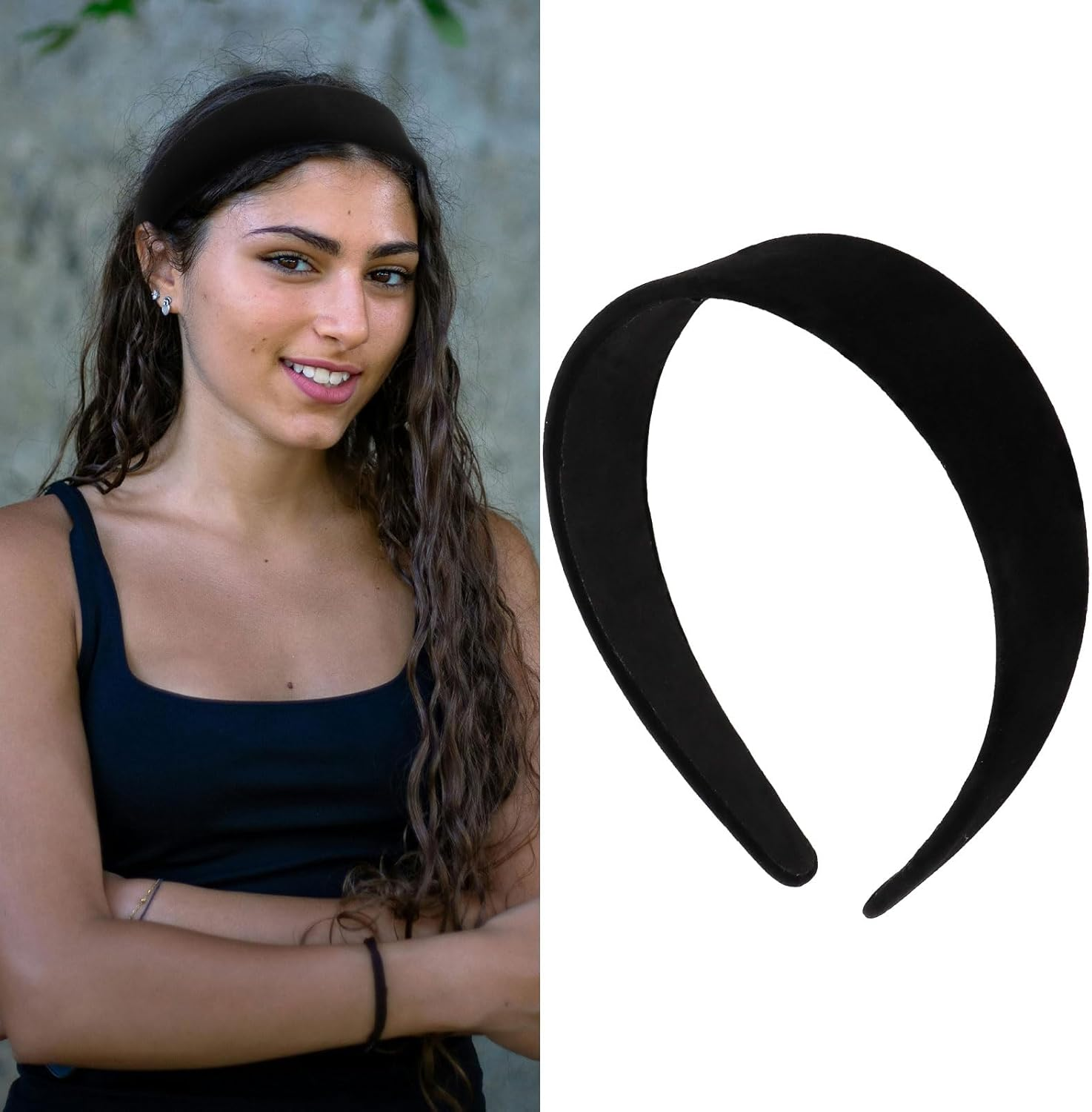 KIUEZIR Black Wide Headband Women'S - Extra Wide Vintage Headband with Non-Slip Velvet Lining, Soft & Comfortable Headband for Women & Adults, Office & Everyday Life, Hair Accessories Women'S Festival image number 2