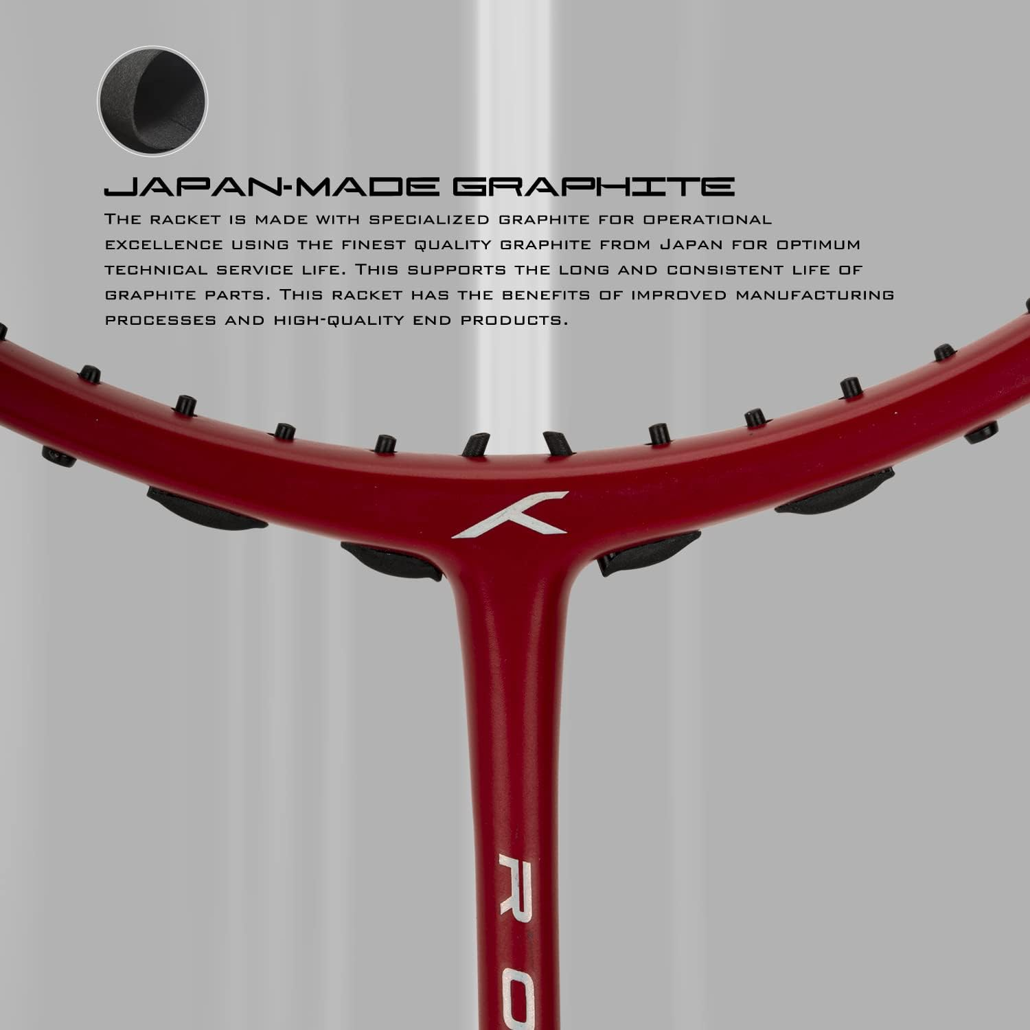 HUNDRED Rock 88 Carbon Fibre Strung Badminton Racket with Full Racket Cover - Red image number 4