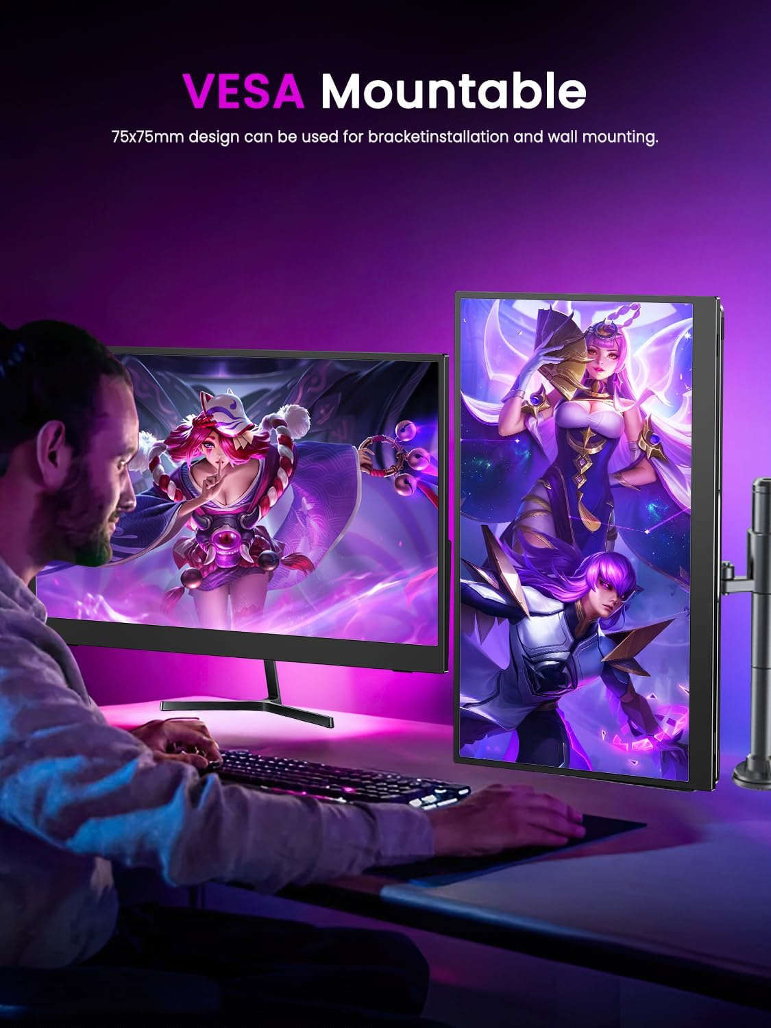 UPERFECT 17.3'' 4K Portable Monitor, 500 Nits 100% Adobergb UHD Freesync HDR IPS 2 Speakers Eye Care Travel Monitor, 2 Fully Functional Type-C Port & HDMI for Laptop PC Phone, VESA & Kickstand image number 6