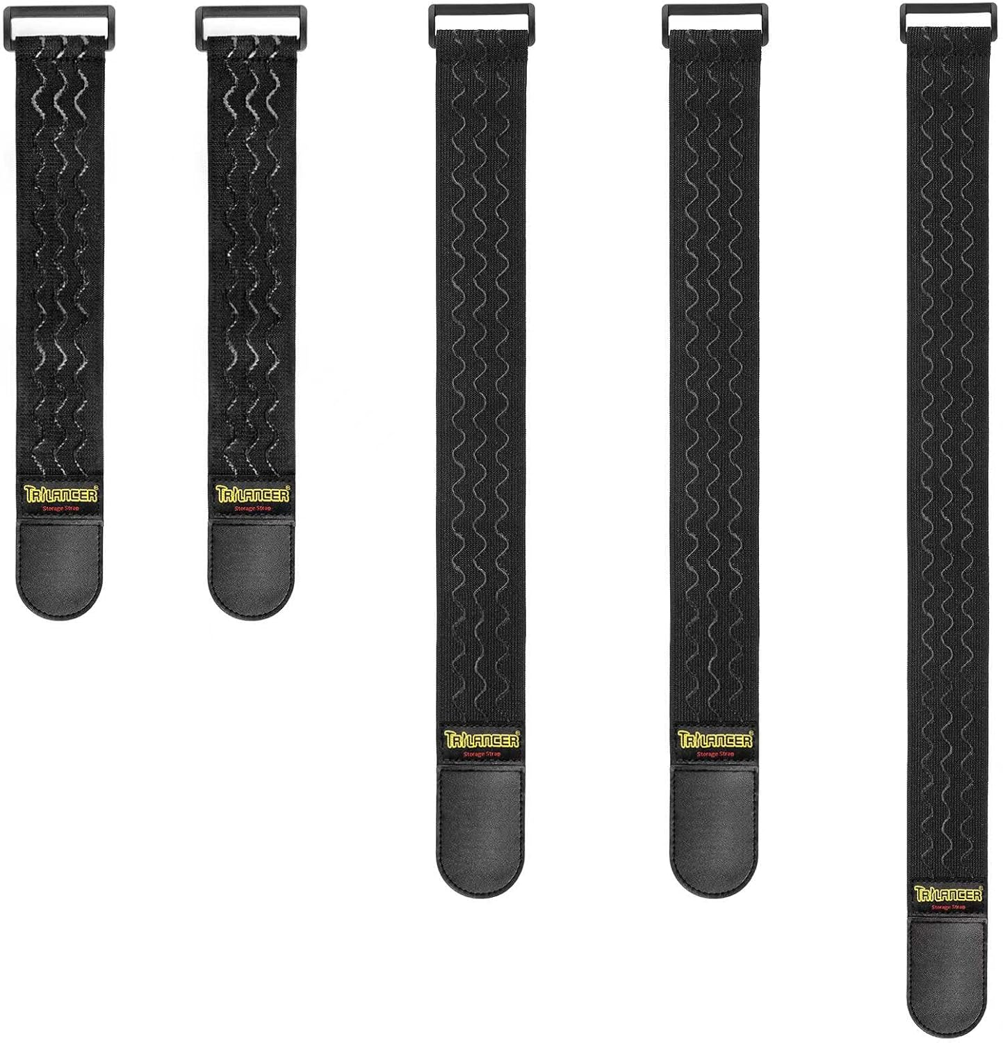 Trilancer Elastic Cinch Straps with Anti-Slip Strips, 3 Size Combo(5-Pack) Heavy Duty Hook and Loop Storage Straps for Extension Cords, Cables, Ropes, Hoses, Bike, RV, Pant Garters,Garage Organization image number 3