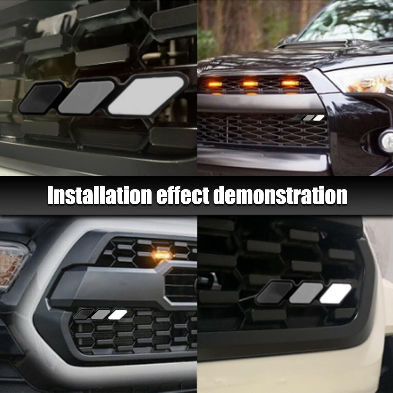 Pack-1 Tri-Color Grille Badge Emblem Decoration, Automobile Front Mesh Accessories, Compatible with Toyota 4Runner Tacoma Tundra