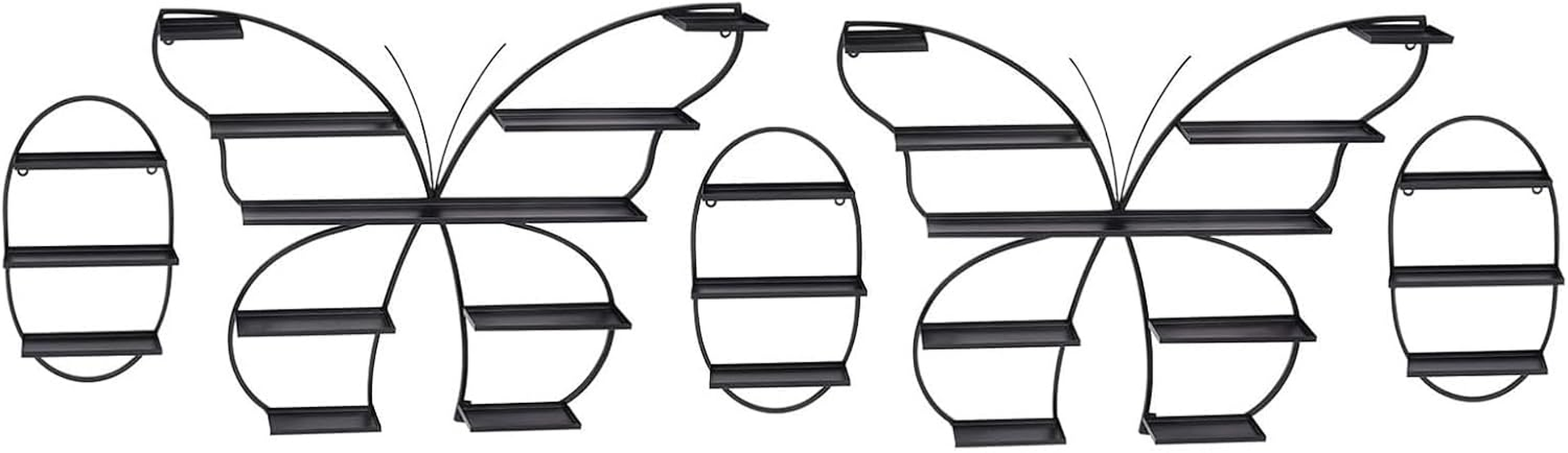 Wall Mounted Nail Polish Storage Rack,Set of 5 Butterfly Nail Polish Shelf for Wall,Metal Cosmetic Display Shelves for Home Spa Salon Shop(Black) - Black image number 4