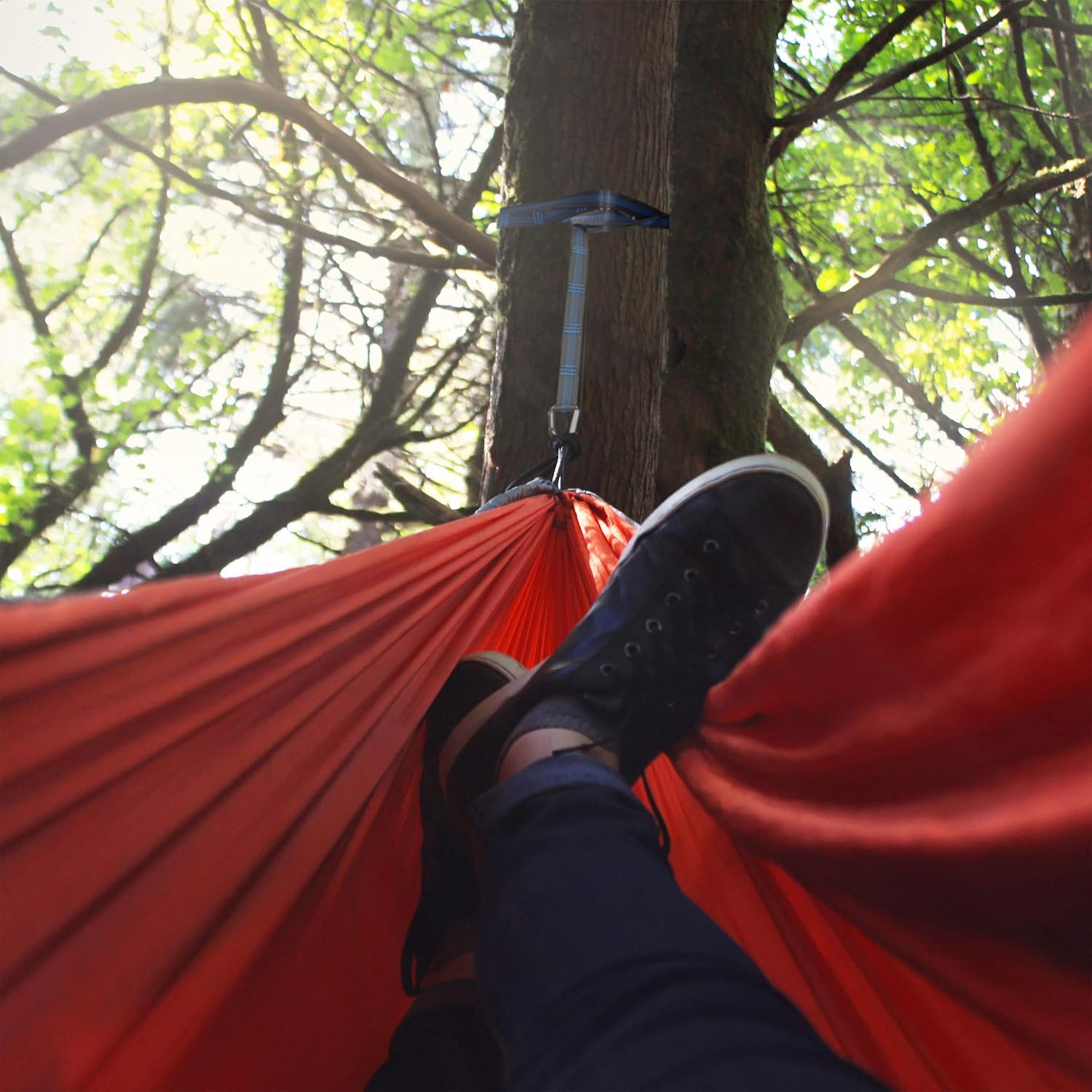 Relaxdays Hammock Straps, Hanging Suspension Swing Kit, Garden & Outdoor, Holds 200 Kg, 2 X Snap Hooks & Straps, Black image number 6