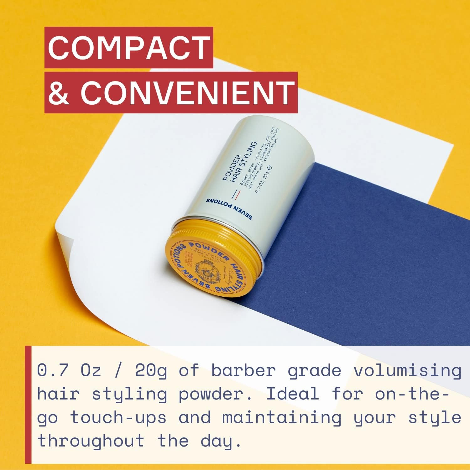 Seven Potions Hair Styling Powder for Men 20G: Root Lifting Dust, Volume & Texture &ndash; Flexible Hold, Natural Look for All Hair Types &ndash; Vegan, Cruelty Free image number 3