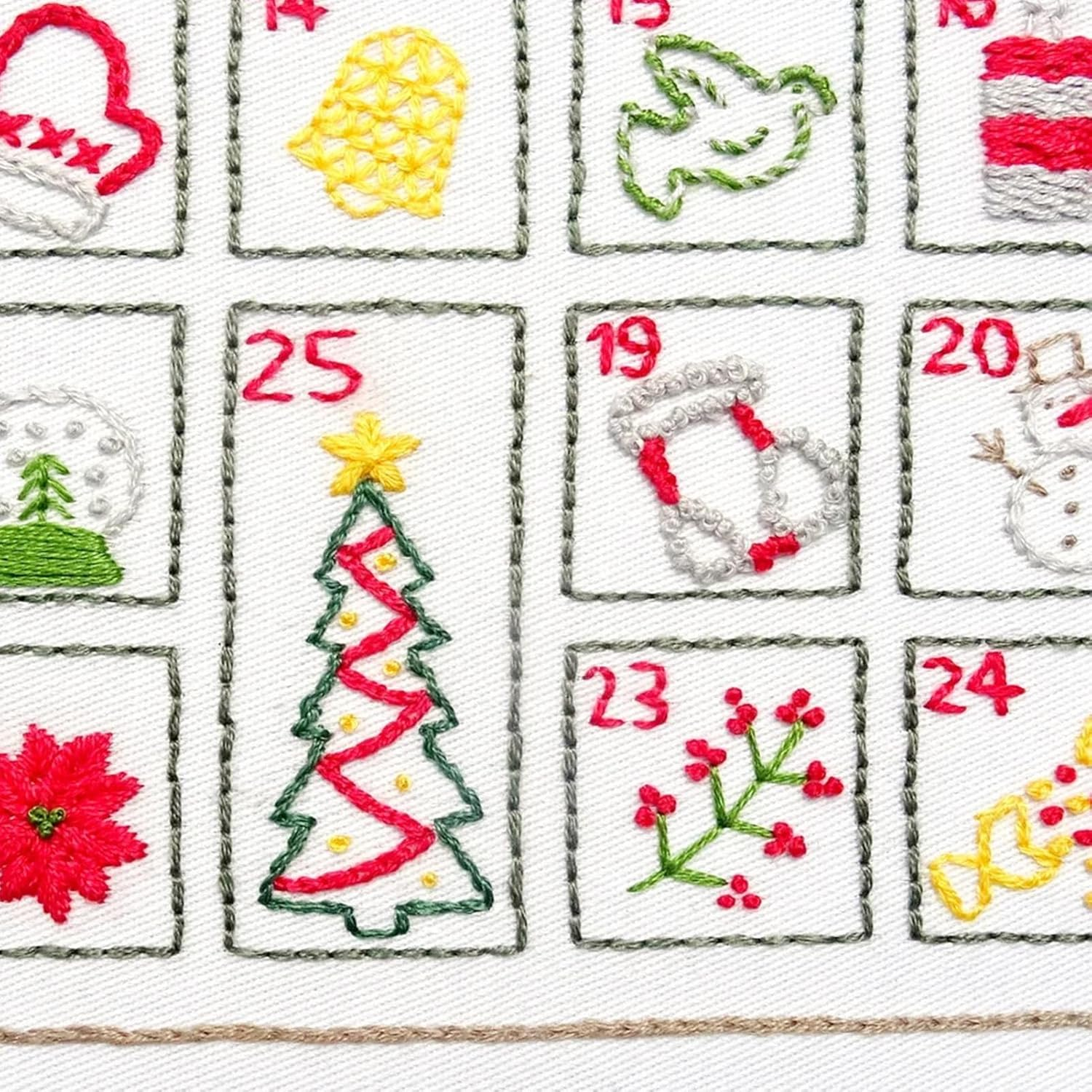 Christmas Embroidery Advent Calendar - Advent Calendar Kit,Making Kit Fabric Embroidery Kit for Arts and Crafts for Kids Wall Christmas image number 1