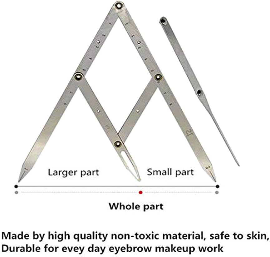 Dr.Pedi Eyebrow Golden Ratio Caliper Stencil with Flexible Arms Microblading Permanent Makeup Reusable DIY Tattoo Ruler Measurement Symmetrical Tool Foldable, Silver, 2 Piece Set image number 3